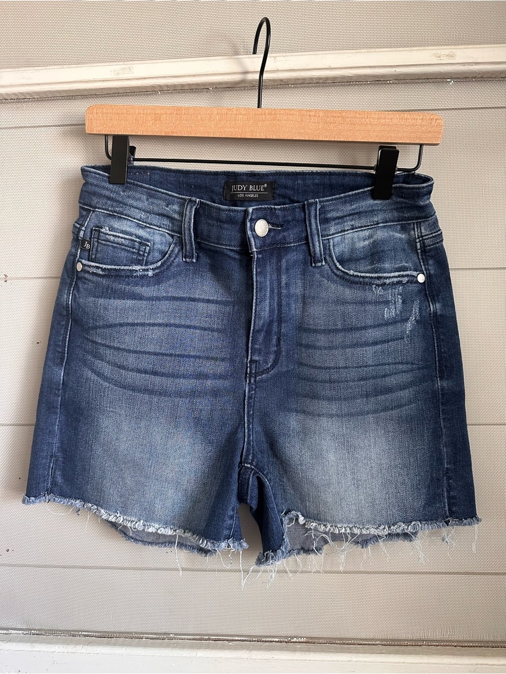 Judy Blue Women's Dark Blue Denim Raw Hem Shorts